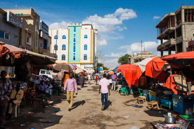 Dusty street in Hargeisa, Somaliland, Somalia, Africa