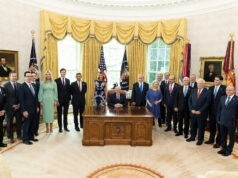 The Abraham Accords Are Standing the Test of Time, and of War President Trump seated at the Resolute Desk with Israeli, Emirati and Bahraini leaders and U.S. officials standing in the Oval Office