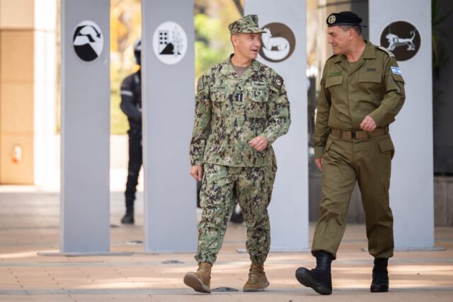G0IlyRIXUAA52AB CENTCOM commander Adm. Brad Cooper (left) meets with IDF Chief of Staff Lt. Gen. Eyal Zamir in 2025.